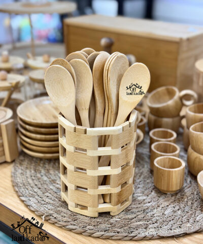 قاشق چوبی طرح حصیری