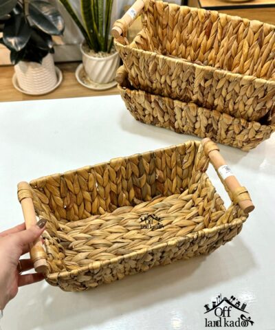 سبد حصیری دسته بامبو طرح ایکیا کد 111213