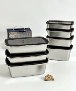 ظروف غذا چند تیکه استیل کد 111698 - پک-۳-تایی-سایز-بزرگ