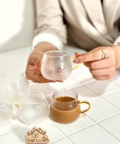 شات قهوه خوری دسته طلایی طرح نقطه ای کد 111902